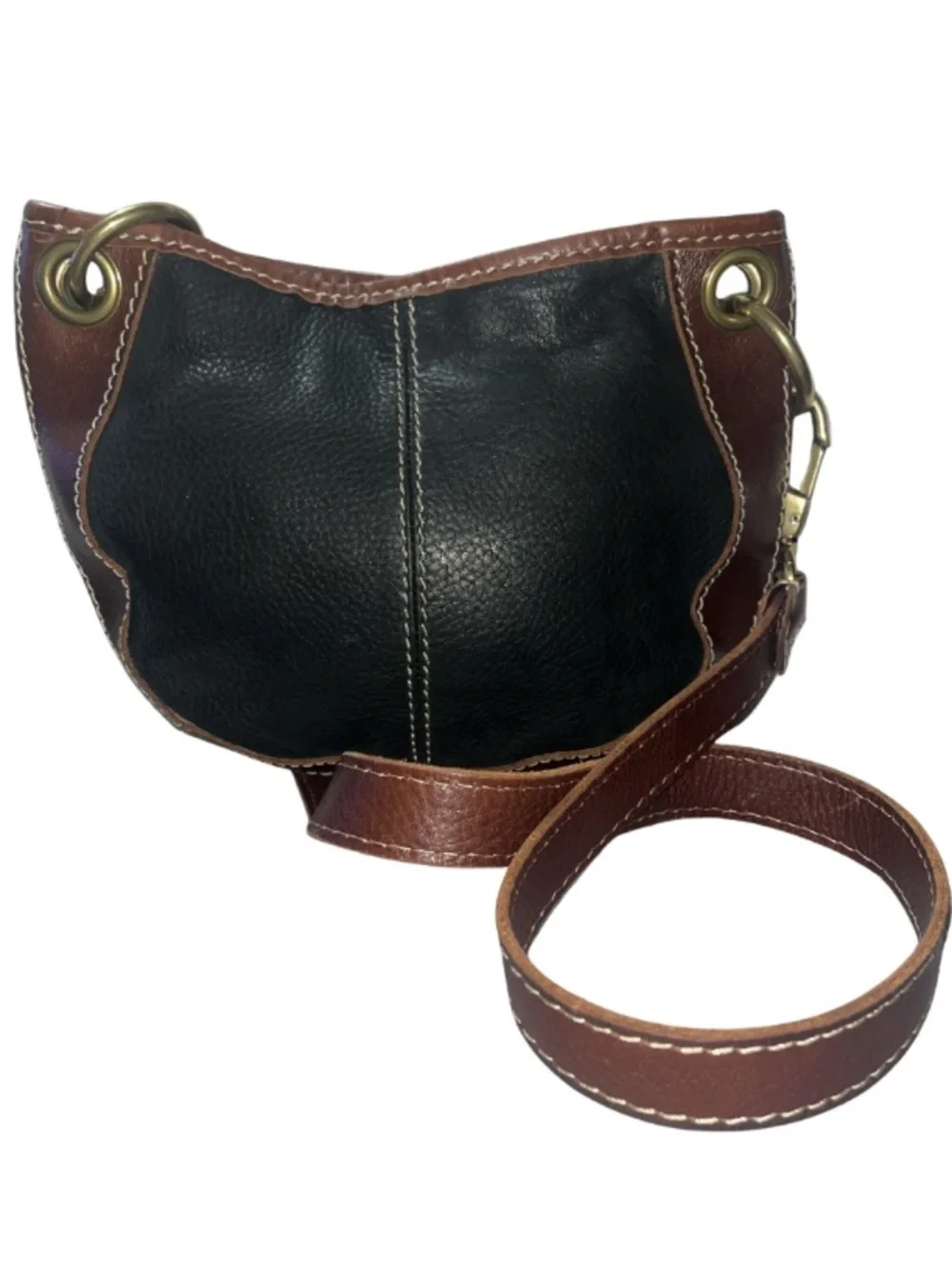 Vintage Fossil Patchwork Tooled Leather Hobo Bag - Excellent Condition